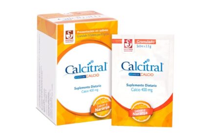 Citrato De Calcio Calcitral Granulado 400 Mg Sabor A Naranja 15 Sobres